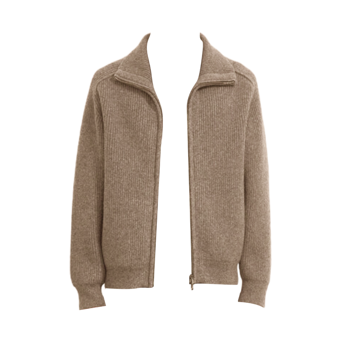 TH2E9KOT046M-SG Time Homme Wool Blend Ribbed Zip Up Cardigan Sepia Grey