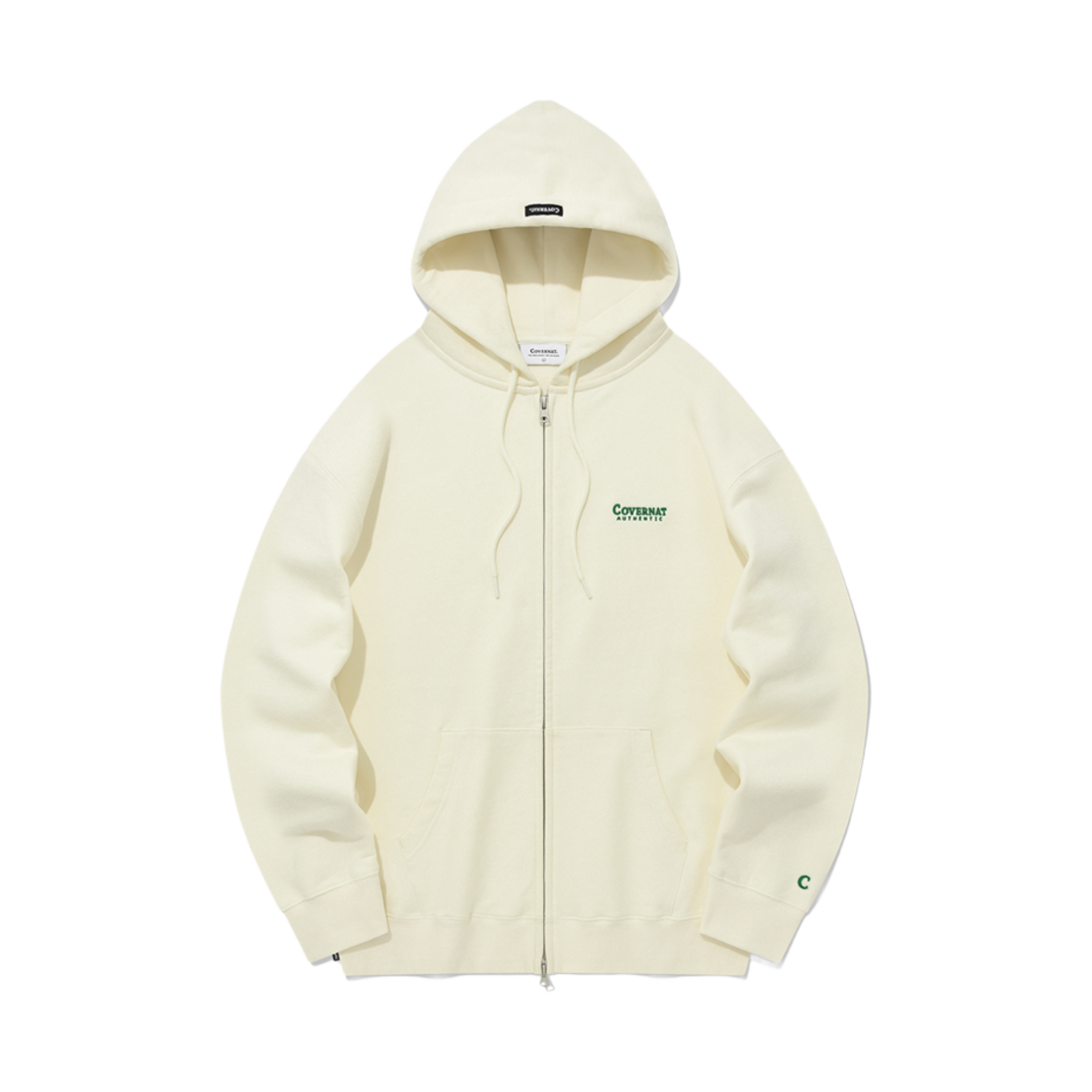 커버낫 어센틱 로고 후디 집업 에크루(Covernat Authentic Logo Hoodie Zip Up Ecru) - 1