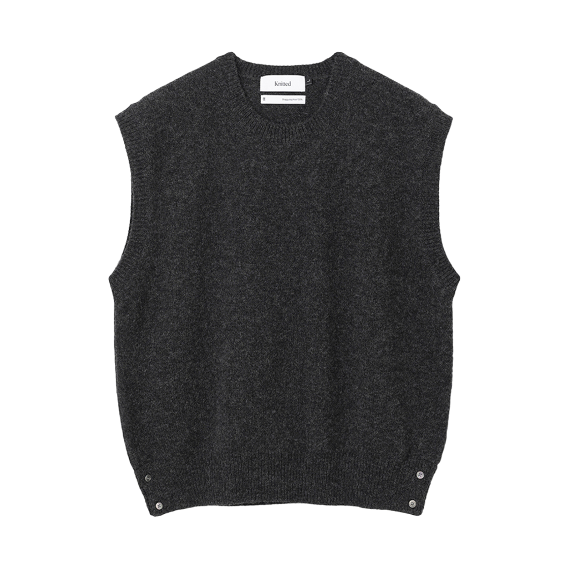 K24SSUV01CC Knitted Shaggy Dog Wool 100% Round Vest Charcoal
