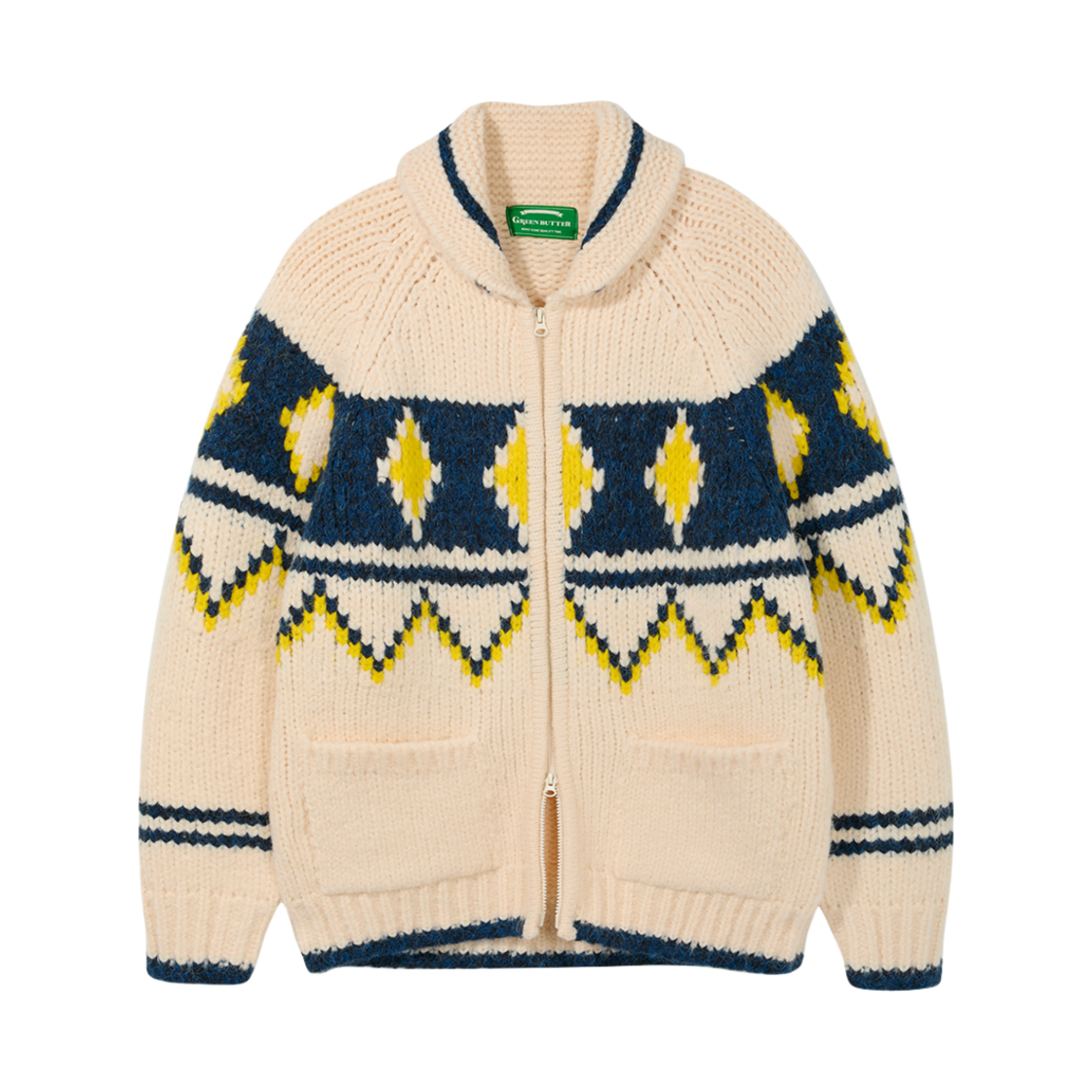 그린버터 빅 다이아 코위찬 가디건 라이트 베이지