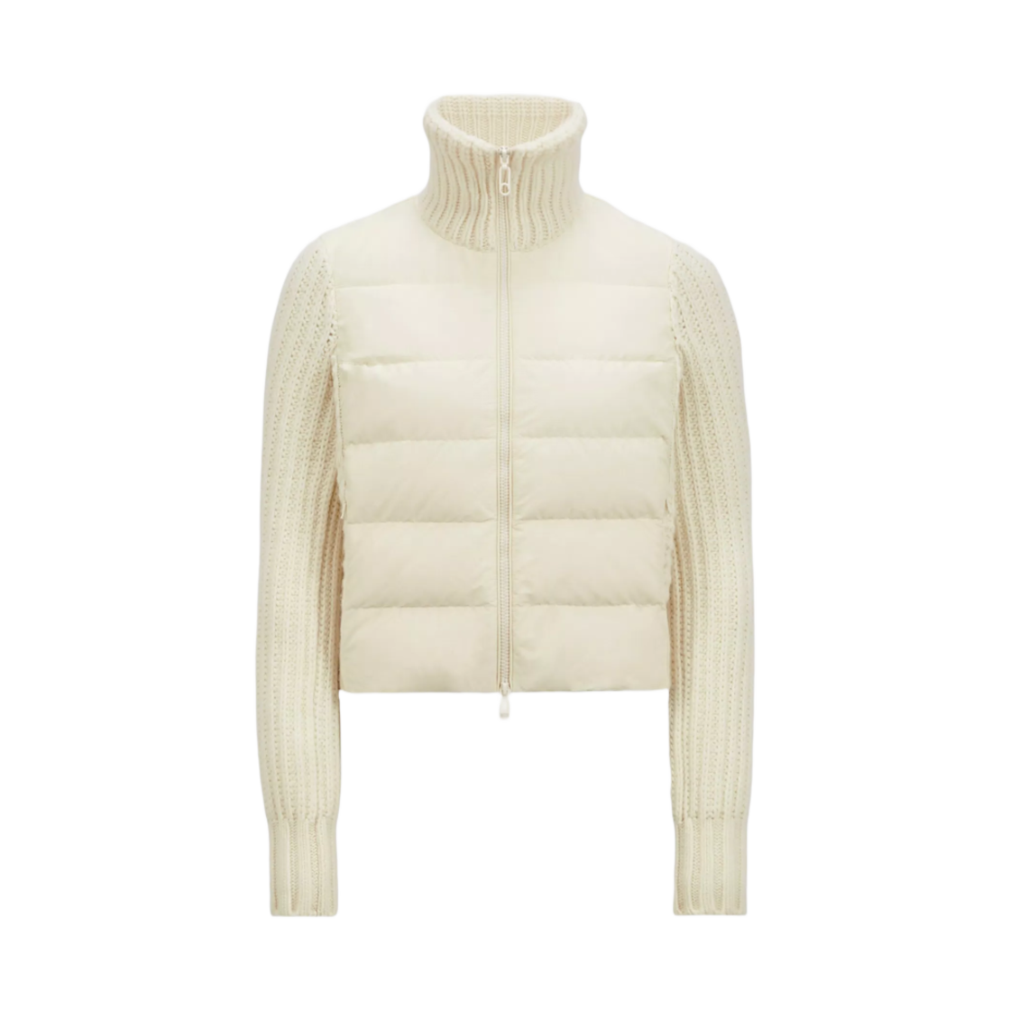 (W) 몽클레르 패딩 울 & 캐시미어 집업 가디건 화이트 - 24FW((W) Moncler Padded Wool & Cashmere Zip-Up Cardigan White - 24FW)