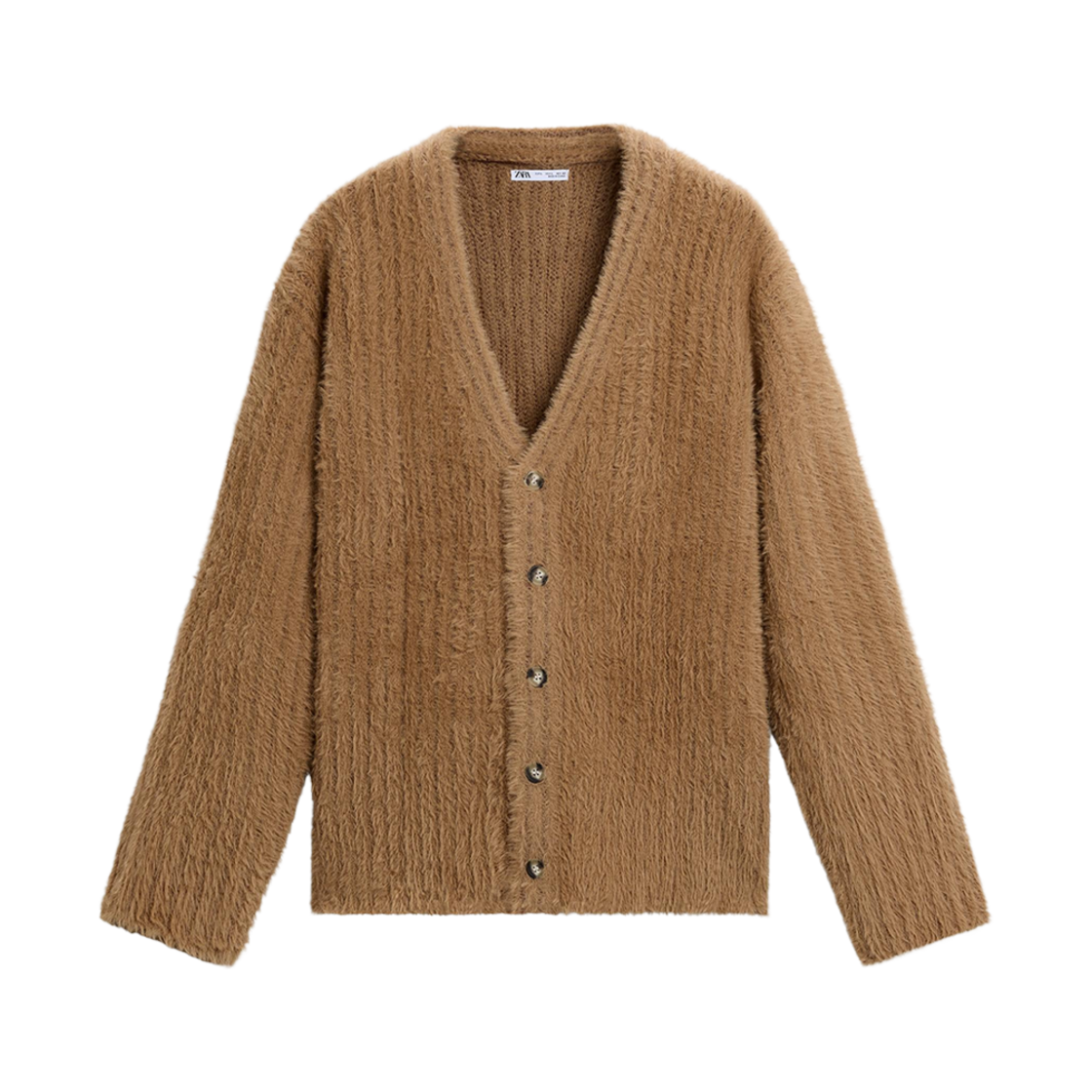 자라 텍스쳐드 립드 가디건 카멜(Zara Textured Ribbed Cardigan Camel)
