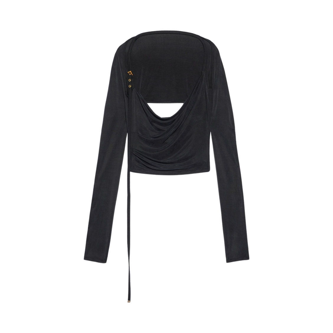 (W) 자크뮈스 르 오 페플로 드레이프 컷아웃 탑 블랙((W) Jacquemus Le Haut Peplo Draped Cut-Out Top Black) - 1