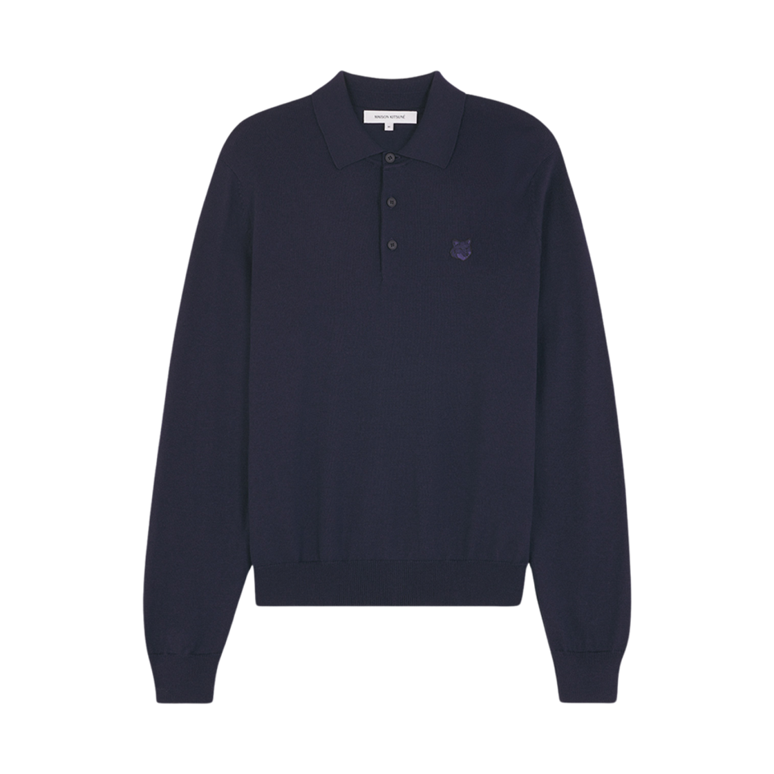 MM00211KT1036-P476 Maison Kitsune Bold Fox Head Patch Polo Jumper Ink Blue