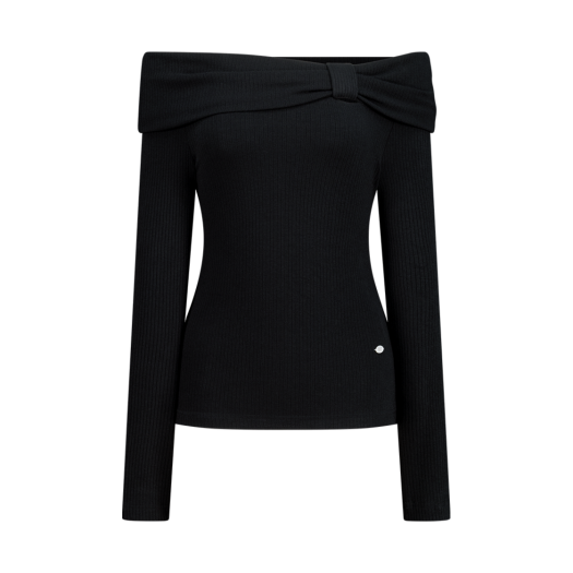MF2513TS001MBBFR Margarin Fingers Ribbon Point Off Shoulder T Black