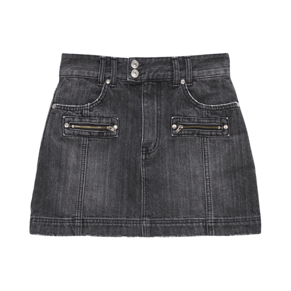 (W) 마뗑킴 더블 지퍼 데님 미니 스커트 블랙((W) Matin Kim Double Zipper Denim Mini Skirt Black) - 1
