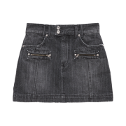 (W) Matin Kim Double Zipper Denim Mini Skirt Black