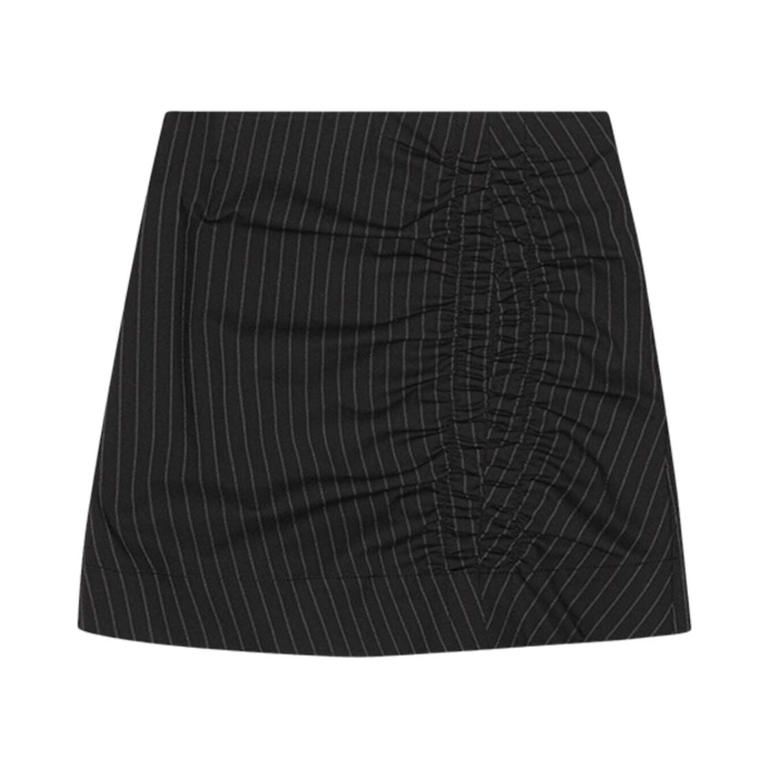 (W) 가니 스트레치 스트라이프 미니 스커트 블랙((W) Ganni Stretch Stripe Mini Skirt Black) - 1