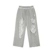 (W) Treemingbird Scratch Damage Wide Sweatpants Melange Gray