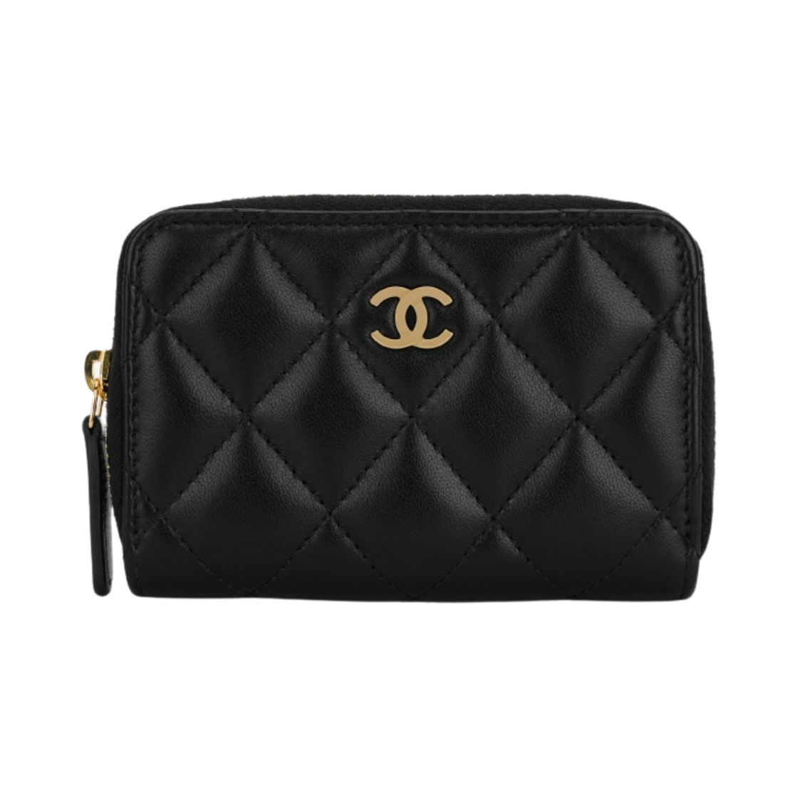 AP0216-Y01295-C3906 Chanel Classic Zipped Coin Purse Lambskin & Gold Black