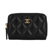 Chanel Classic Zipped Coin Purse Lambskin & Gold Black