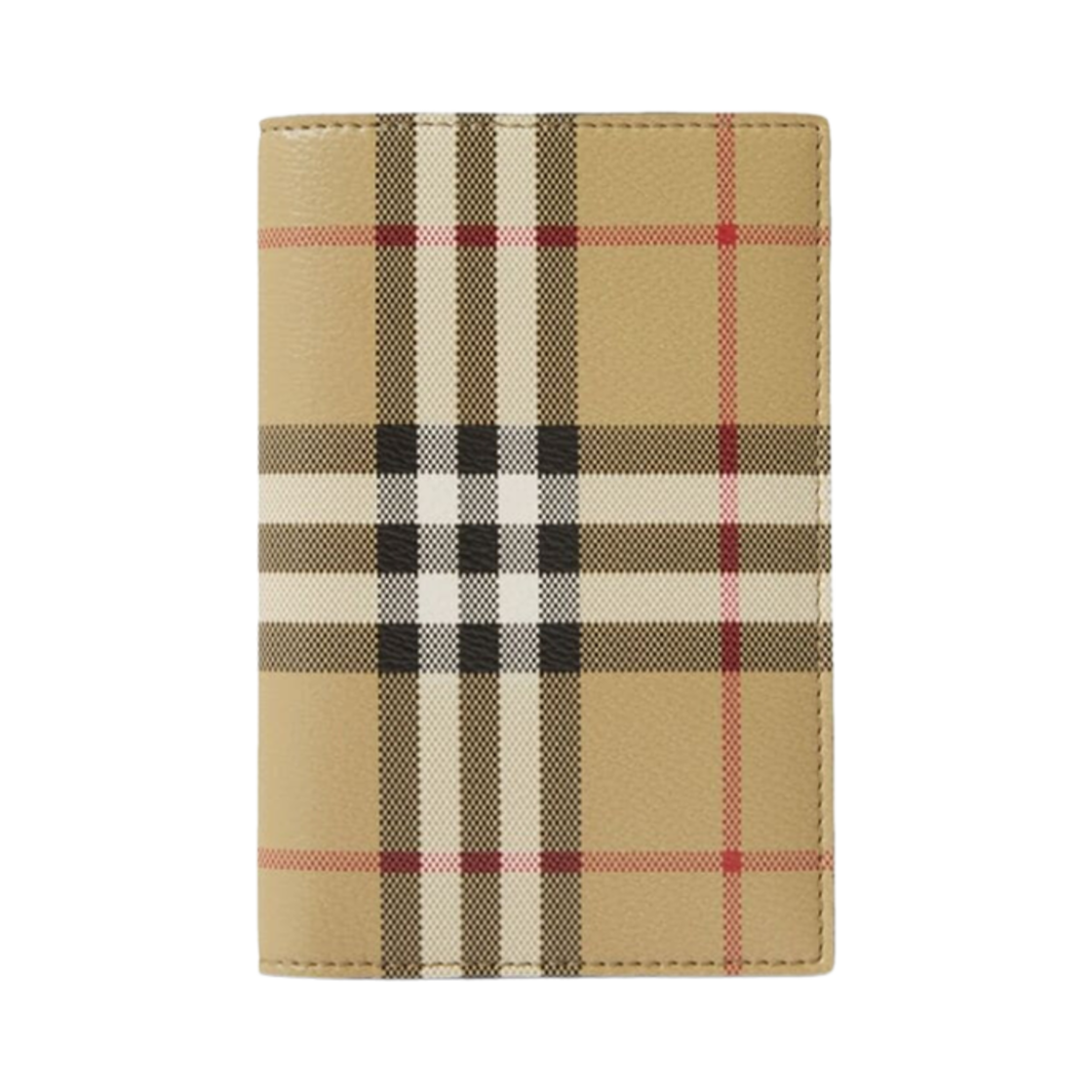8084173 Burberry Checkered Leather Passport Holder Archive Beige
