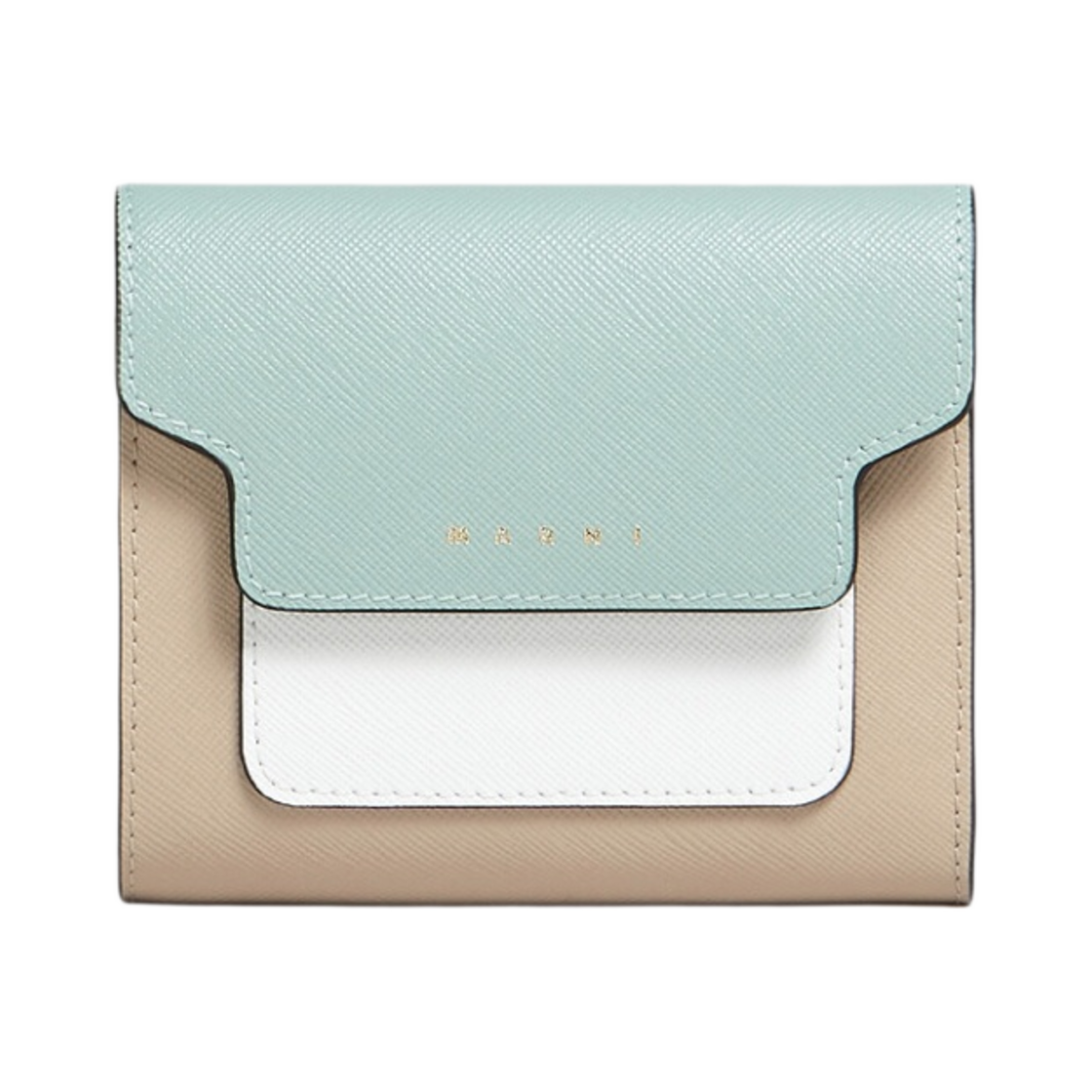 마르니 사피아노 트라이폴드 지갑 티그린 라임스톤 라이트카멜(Marni Saffiano Tri-Fold Wallet Teagreen Limestone Lightcamel)