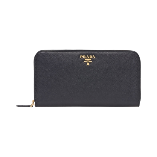 1ML506-QWA-F0002 Prada Saffiano Metal Logo Wallet Black