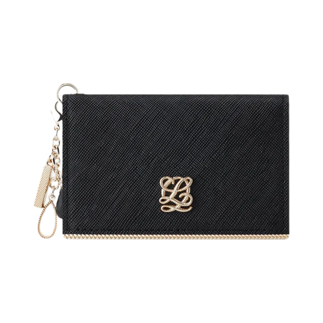 루이까또즈 베이직 슬림 카드 지갑 참 블랙(Louis Quatorze Basic Slim Card Wallet with Charm Black)