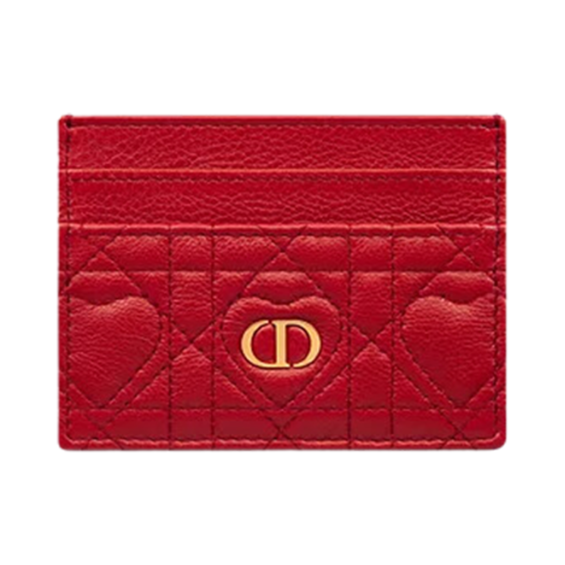 디올 카로 파이브 슬롯 카드 홀더 까나쥬 레드 하트 모티프