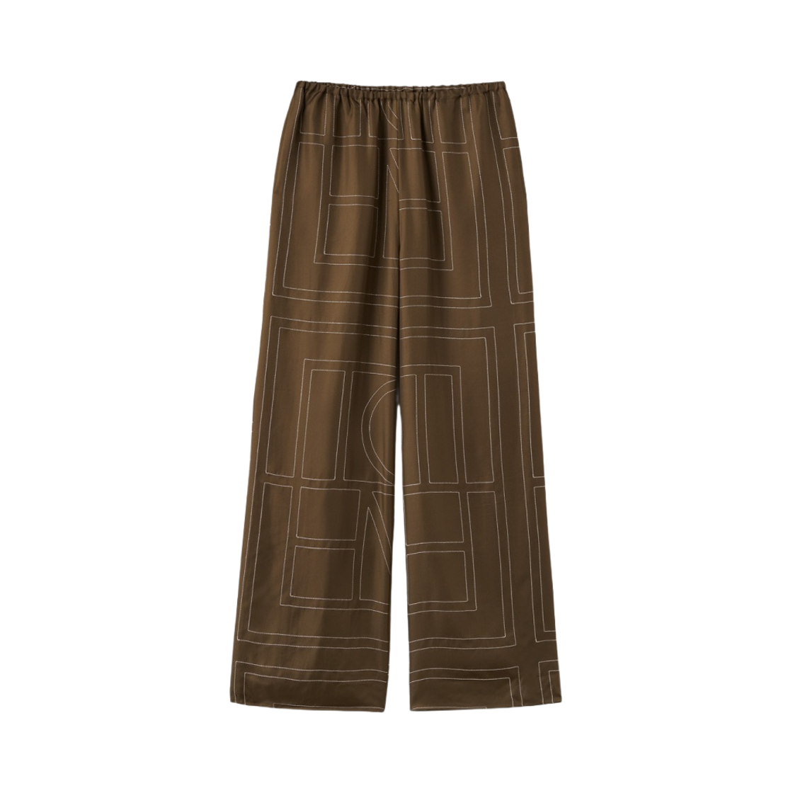 (W) 토템 모노그램 실크 파자마 바텀 모카((W) Toteme Monogram PJ Bottoms Mocha) - 1