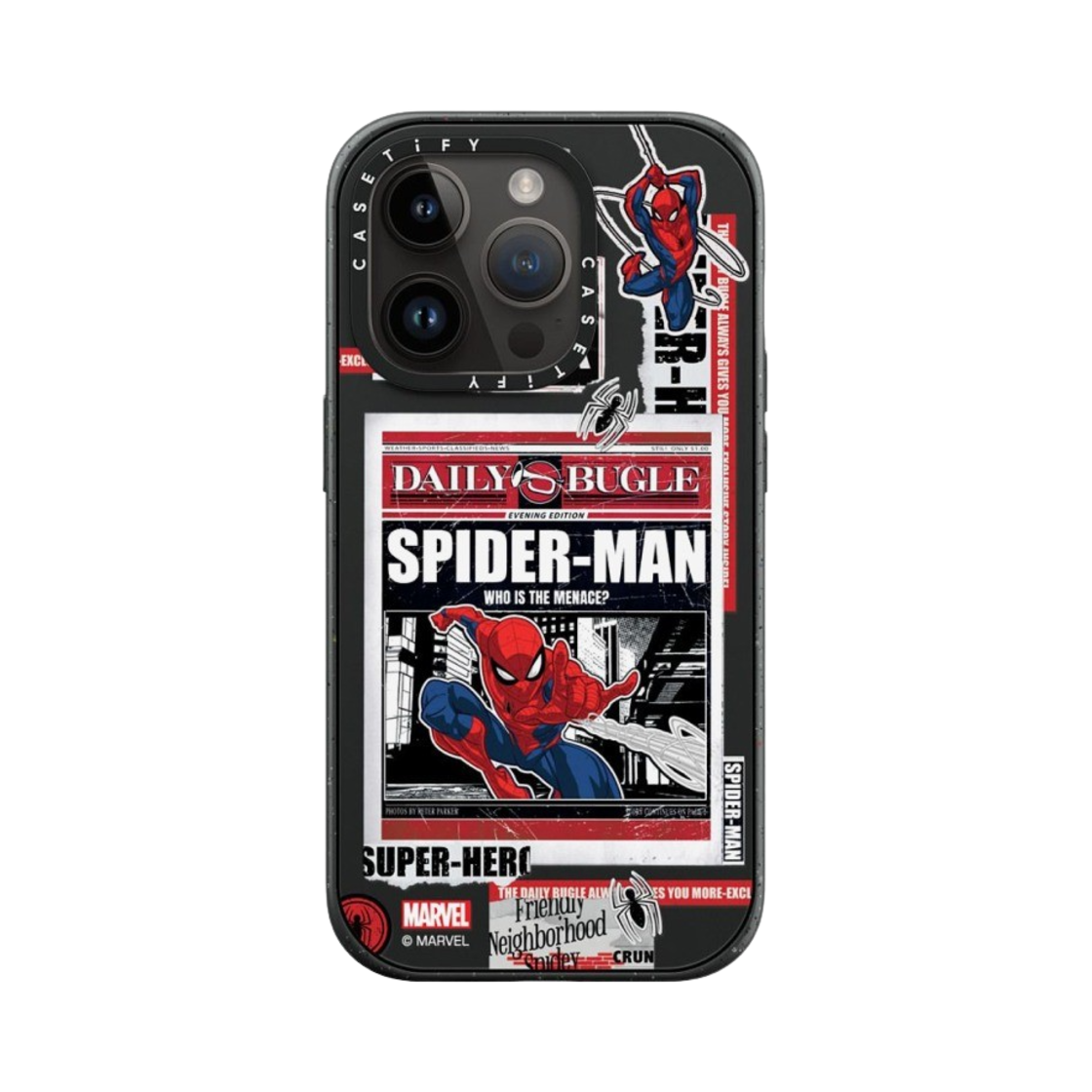 케이스티파이 x 마블 아이폰 스파이더맨 뉴스페이퍼 스티커 임팩트 케이스 매트 블랙(Casetify x Marvel iPhone Spider-Man Newspaper Sticker Impact Case Matte Black) - 3