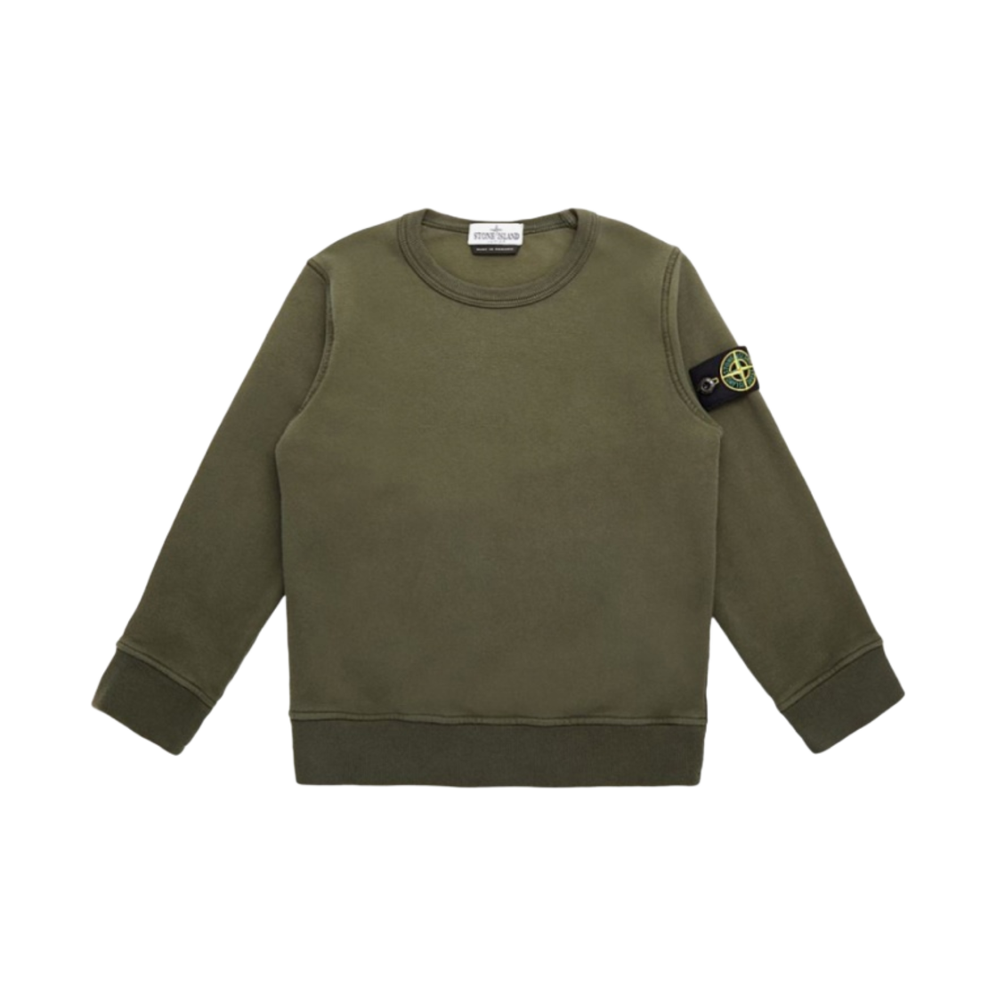 (키즈) 스톤 아일랜드 61340 코튼 플리스 크루넥 스웨트셔츠 올리브 그린 - 22FW((Kids) Stone Island 61340 Cotton Fleece Crewneck Sweatshirt Olive Green - 22FW) - 1