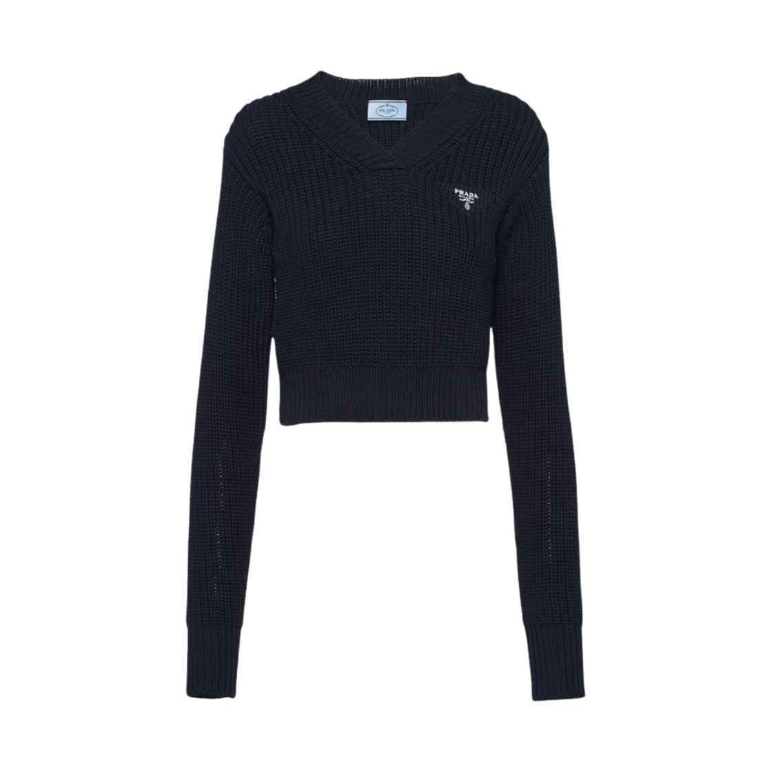 (W) 프라다 코튼 크루넥 스웨터 블루((W) Prada Cotton Crewneck Sweater Blue) - 1