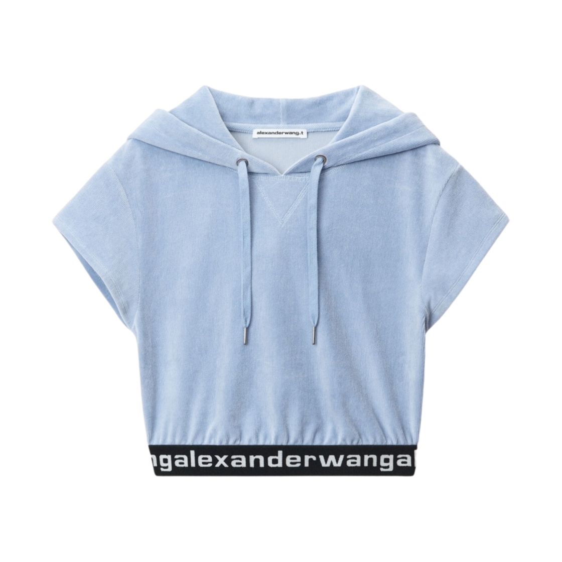 (W) 알렉산더 왕 스트레치 코듀로이 캡 슬리브 후드 페리윙클 블루((W) Alexander Wang Cap Sleeve Hoodie in Stretch Corduroy Periwinkle Blue)
