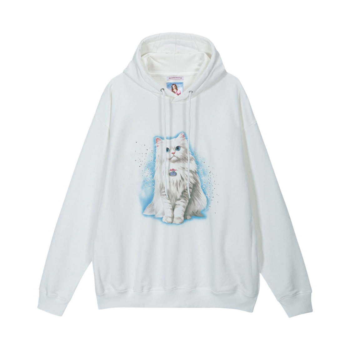 (W) 라즈베리파이 트윙클 키티 후드 스웨트셔츠 화이트((W) Raspberrypie Twinkle Kitty Hood Sweatshirt White) - 1