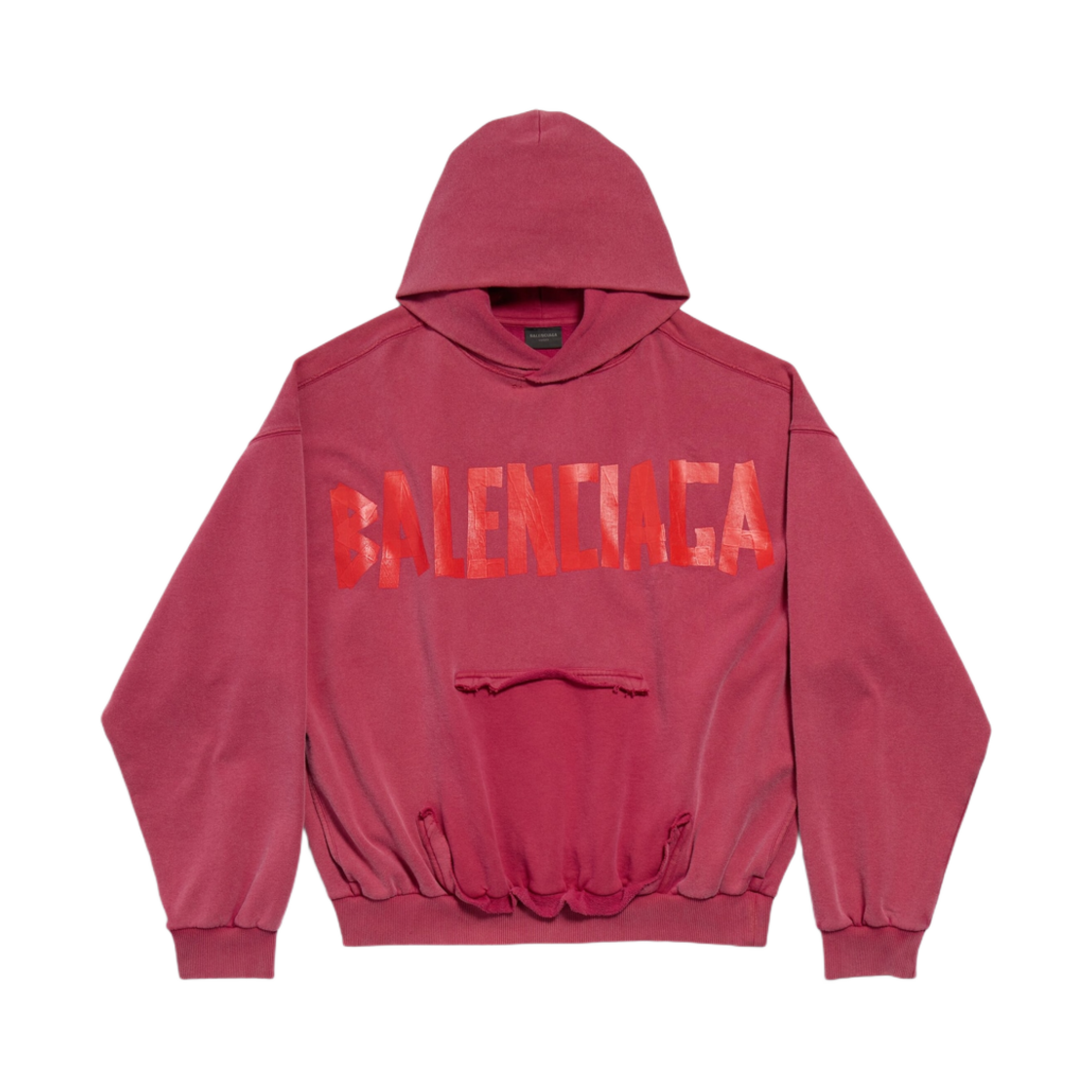 발렌시아가 테이프 타입 립드 포켓 후드 라즈베리(Balenciaga Tape Type Ripped Pocket Hoodie Rasberry) - 1