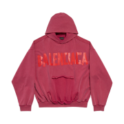 Balenciaga Tape Type Ripped Pocket Hoodie Rasberry
