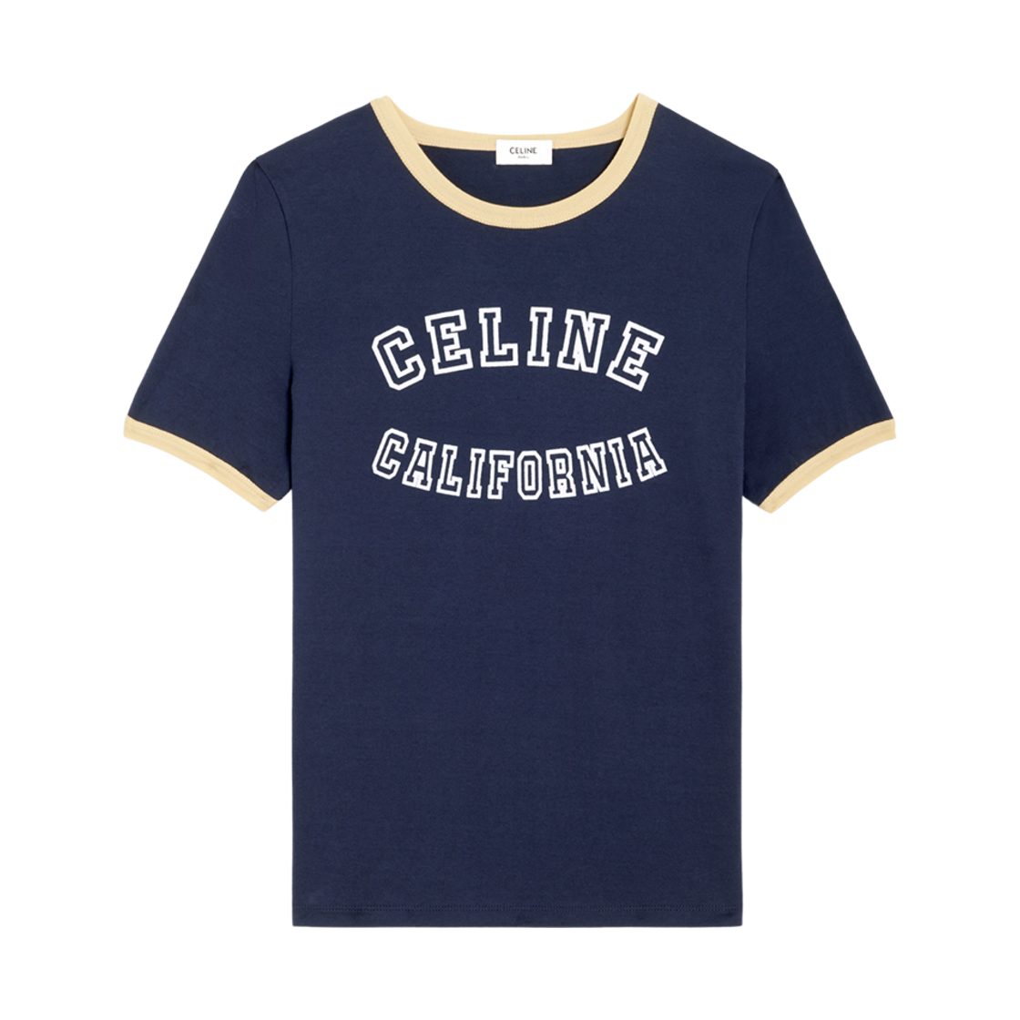 (W) 셀린느 캘리포니아 70's 티셔츠 코튼 저지 블루 뉘 레몬 파이 오프 화이트