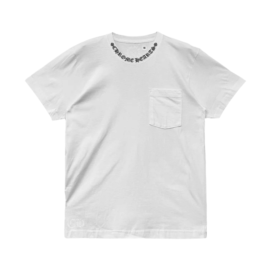 크롬하츠 넥 스크립트 로고 숏슬리브 티셔츠 화이트 블랙(Chrome Hearts Neck Script Logo Short Sleeve T-Shirt White Black) - 1