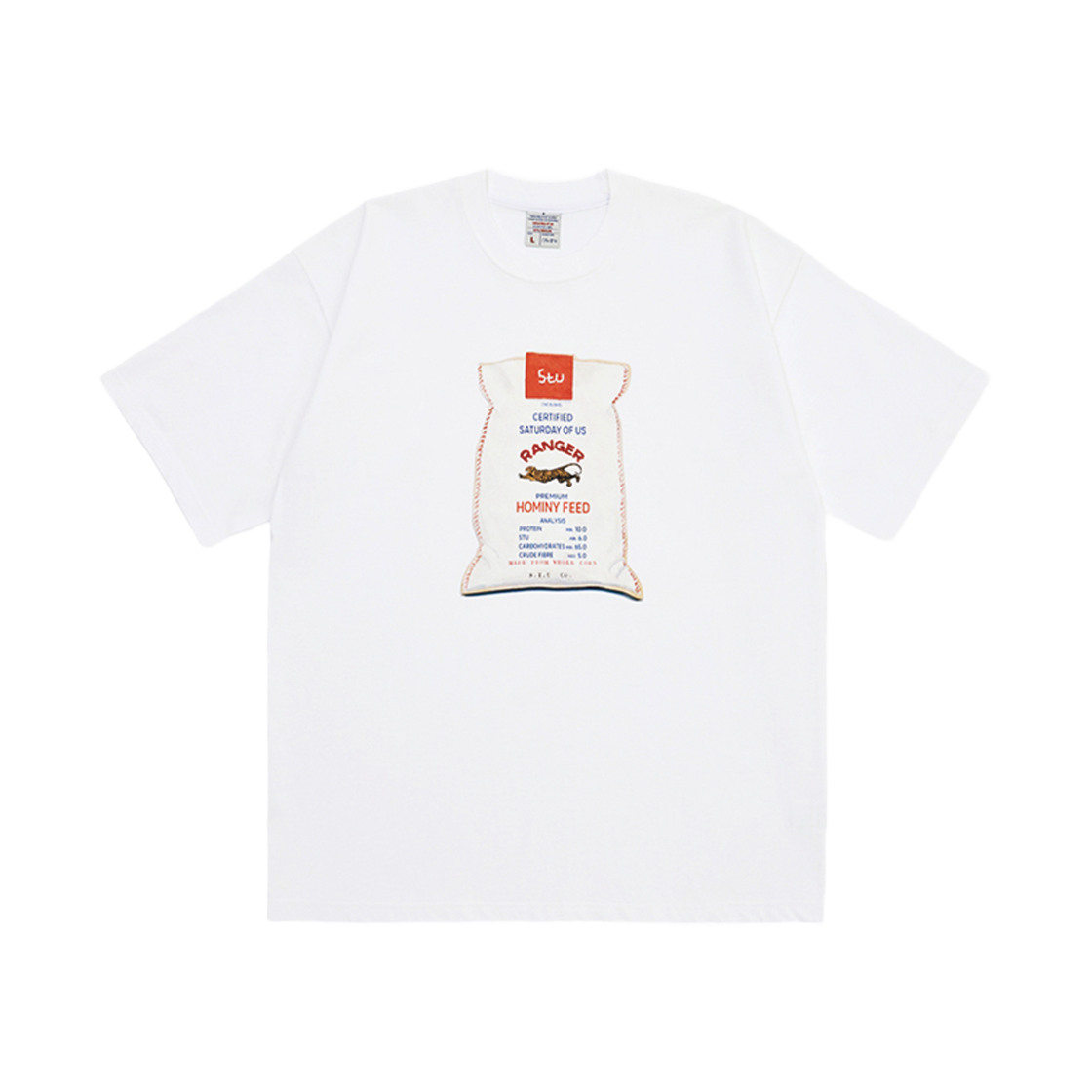 에스티유 벌랍 백 프린팅 비즈 티셔츠 화이트