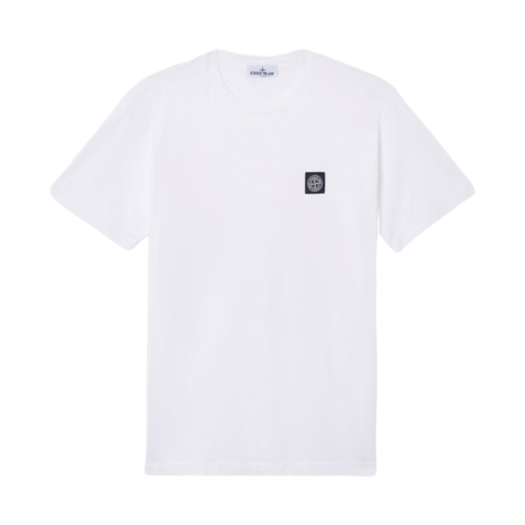 K1S1521000-39S0013-V0001 Stone Island 2100039 60/2 Cotton Jersey Slim Fit T-Shirt with Compass Logo Patch White - 25SS