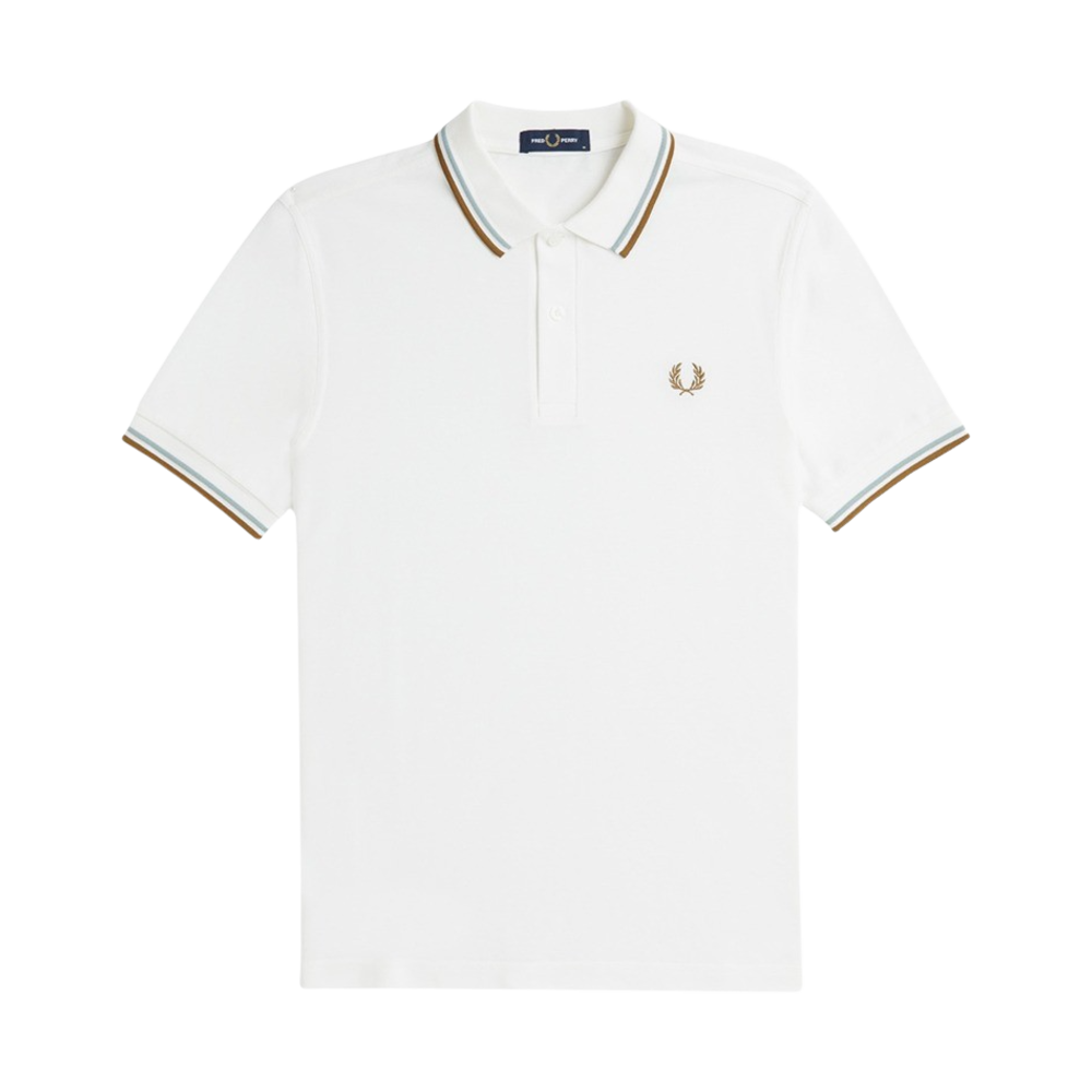AFPM2413600-V21 Fred Perry M3600 Twin Tipped Fred Perry Shirt Snow White/Silver Blue/Dark Caramel