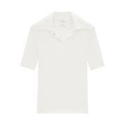 (W) Courreges Rib Knit AC Polo White