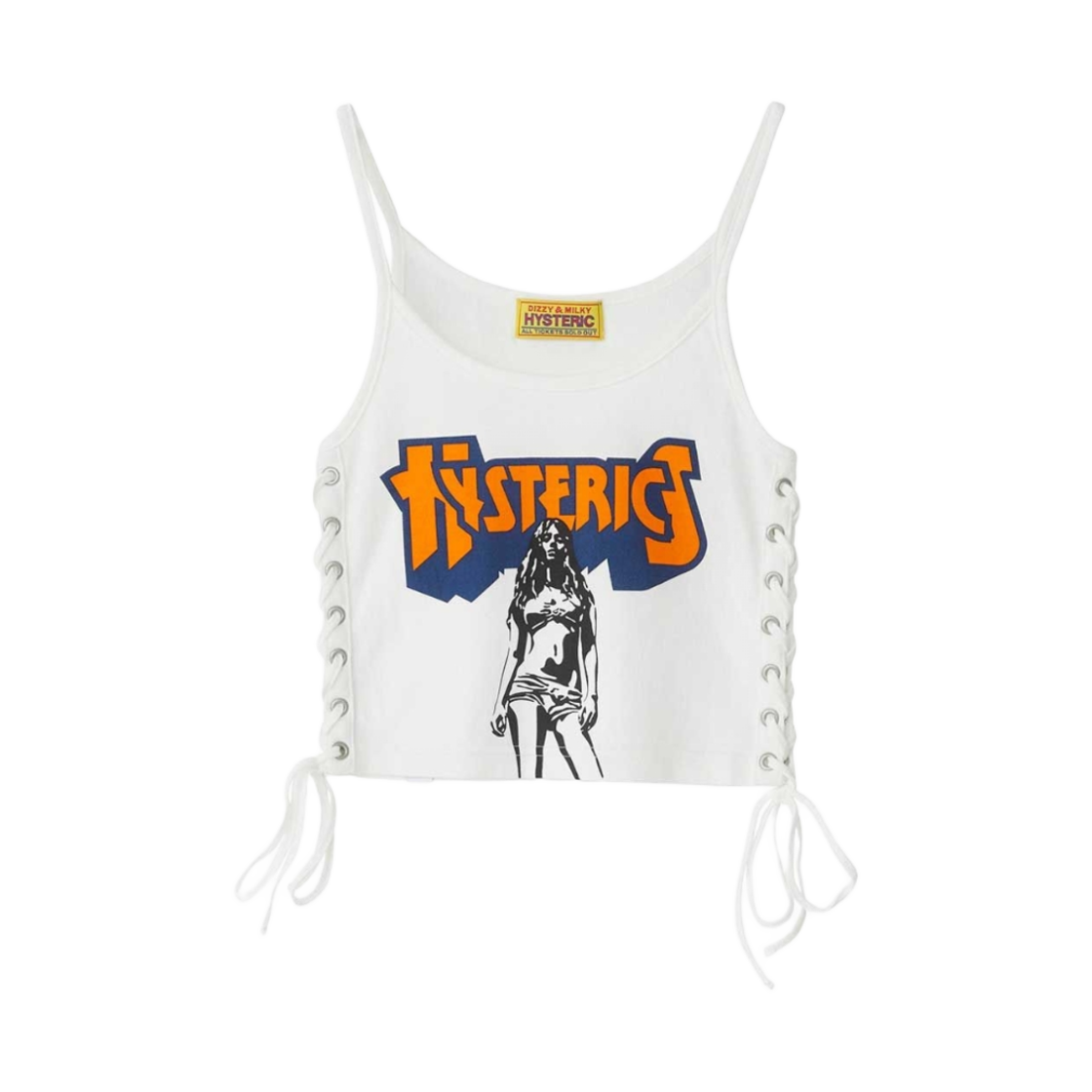 (W) 히스테릭 글래머 배드 애스 마마 레이스 업 숏 캐미솔 화이트((W) Hysteric Glamour Bad As Mama Lace Up Short Camisole White) - 1