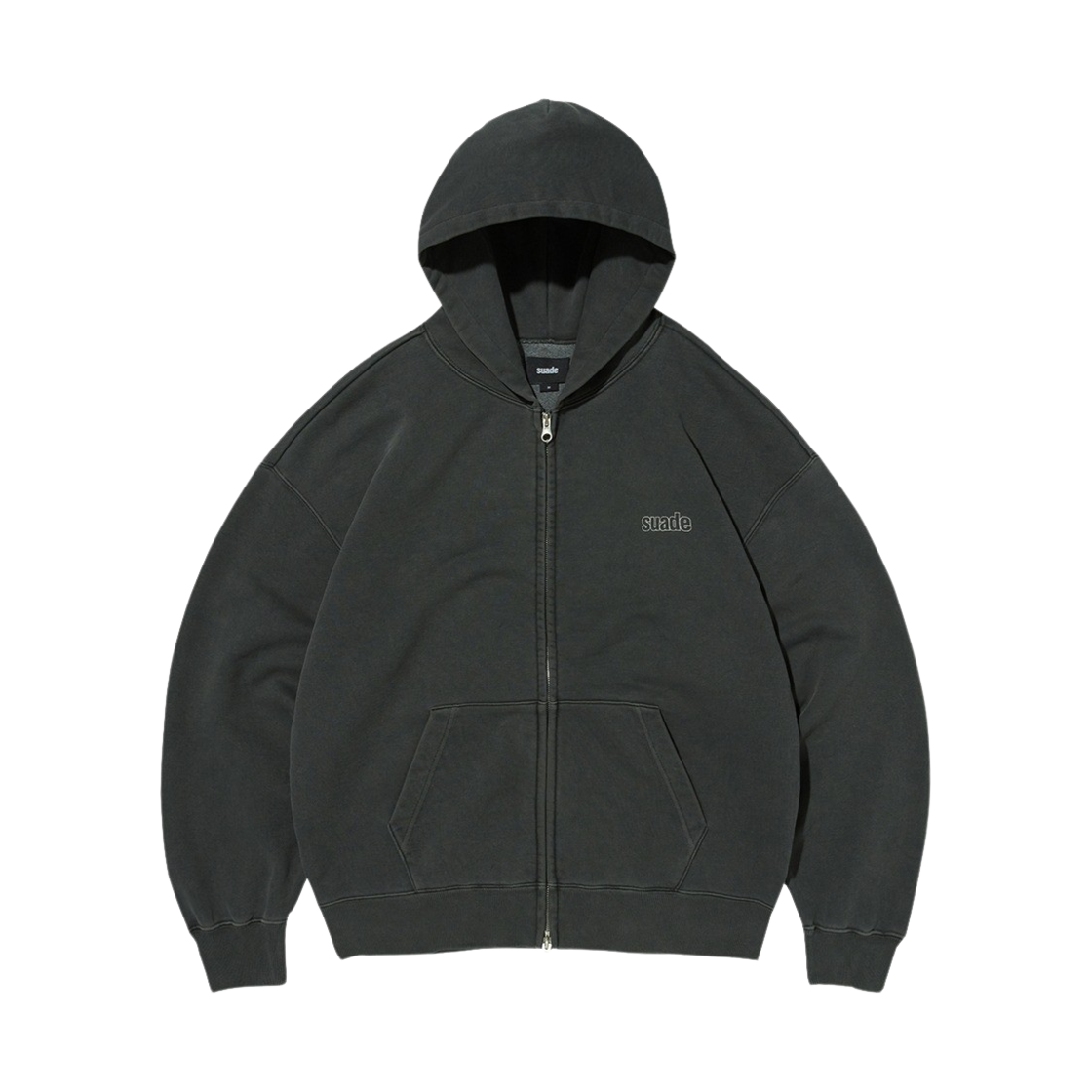 스웨이드 워시드 후드 집업 피그먼트 블랙(Suade Washed Hood Zip Up Pigment Black)
