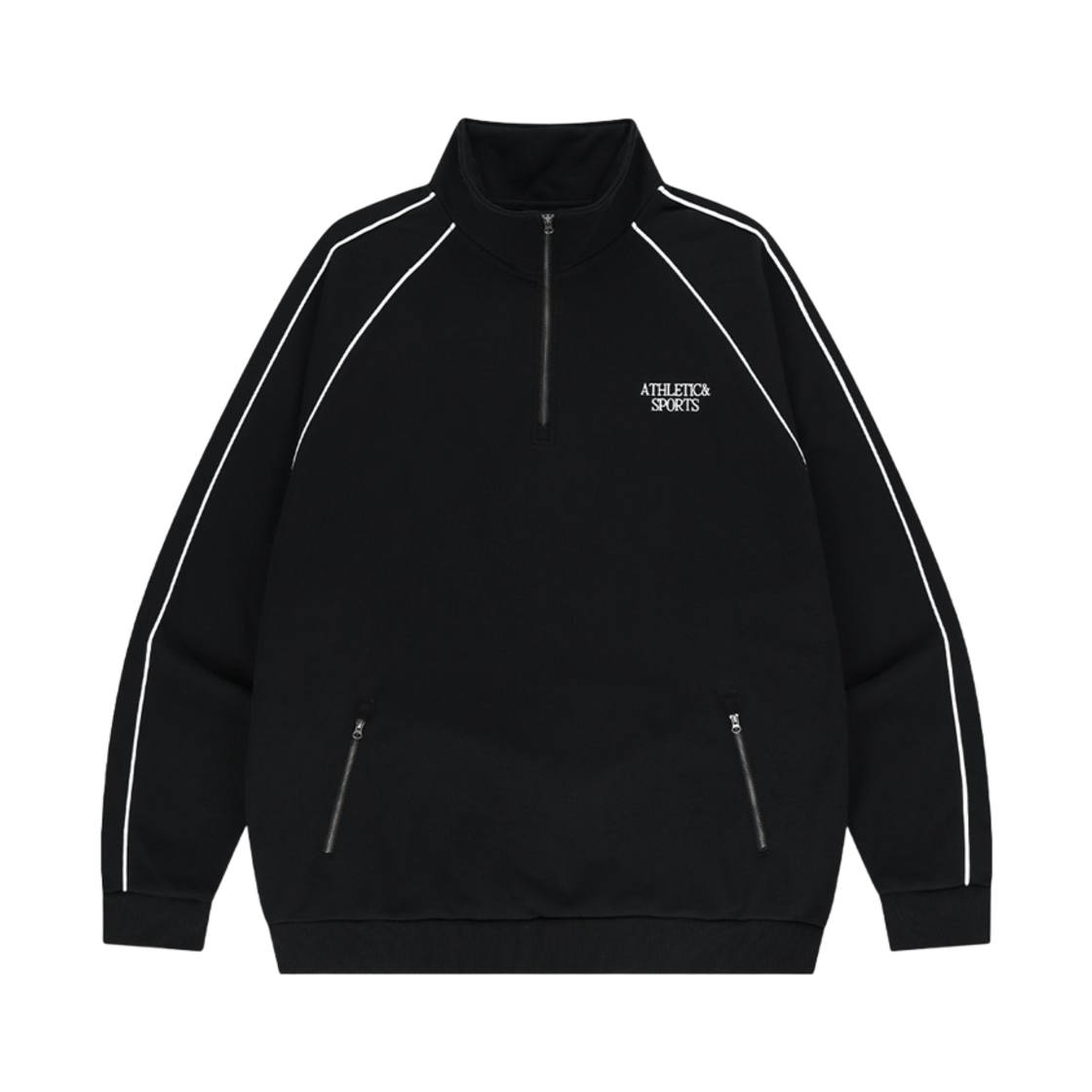 에이치덱스 애슬레틱 앤 스포츠 파이핑 하프 집업 스웨트 셔츠 블랙(HDEX Athletic&Sports Piping Half Zip-Up Sweat Shirt Black)