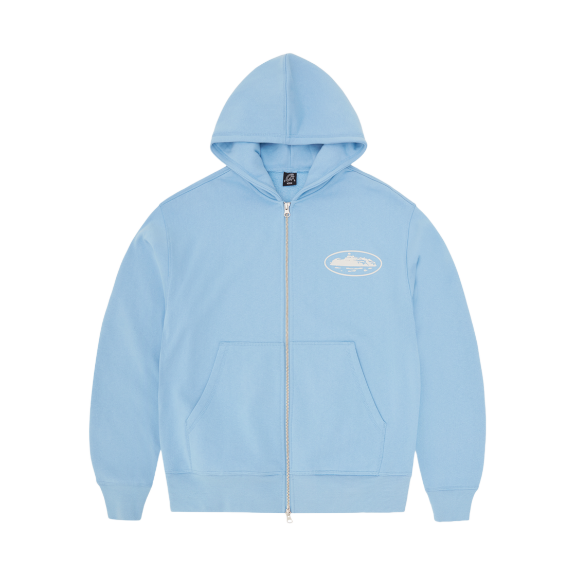 코르테이즈 아일랜드 퍼프 프린트 집 후드 베이비 블루(Corteiz Island Puff Print Zip Hoodie Baby Blue)