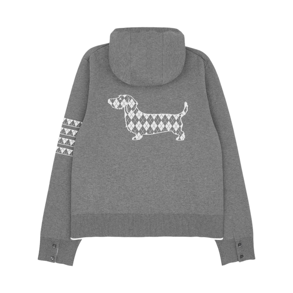 톰브라운 코튼 헥터 자카드 백 사선 후드 집업 라이트 그레이(Thom Browne Cotton Hector Jacquard Back 4-Bar Zip Hoodie Light Grey) - 2