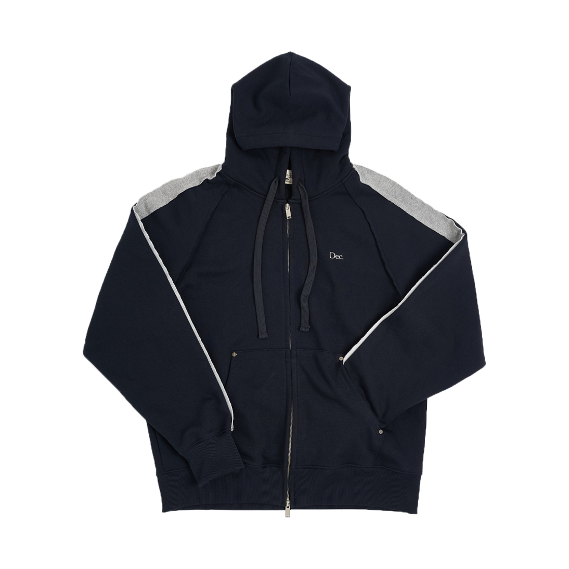 D2402T03 December Ten Raglan Pannel Hoody Zip-Up Dark Navy