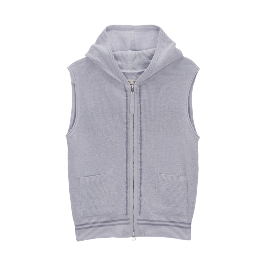 (W) 마뗑킴 후드 포인트 로고 니트 베스트 라일락((W) Matin Kim Hoody Point Logo Knit Vest Lilac) - 2