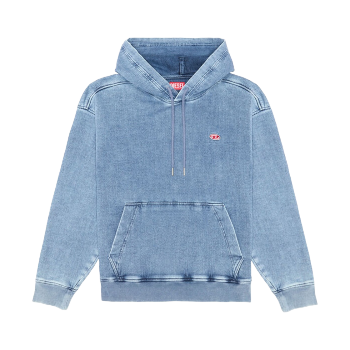 디젤 D-Um-Rib 트랙 데님 후드 라이트 블루(Diesel D-Um-Rib Track Denim Hoodie Light Blue)