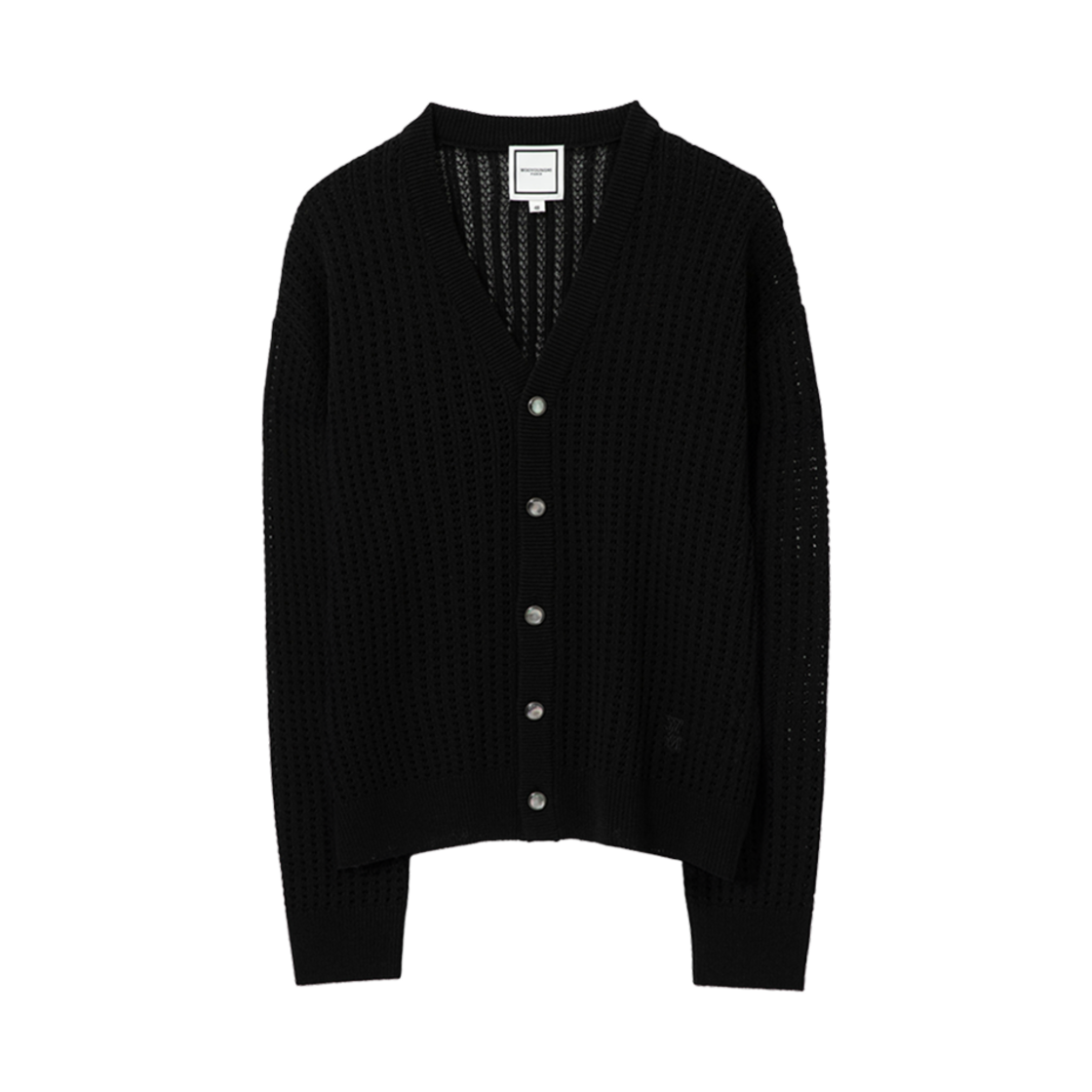 W251KN11519B Wooyoungmi Netting V-Neck Cardigan Black - 25SS