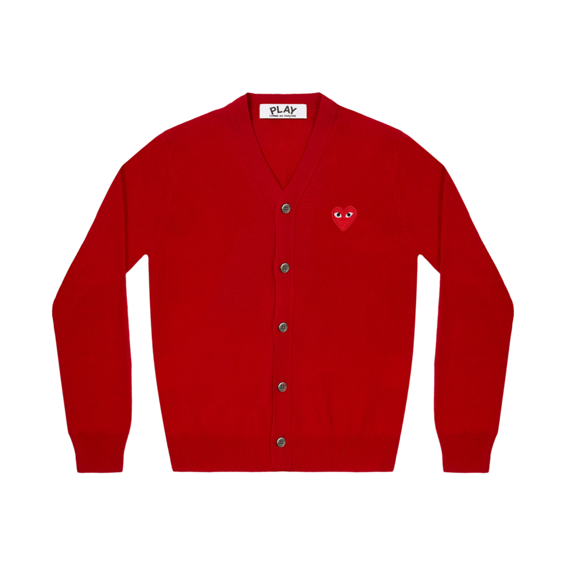 AX-N008-051-5 Play Comme des Garcons Red Heart V-Neck Cardigan Red