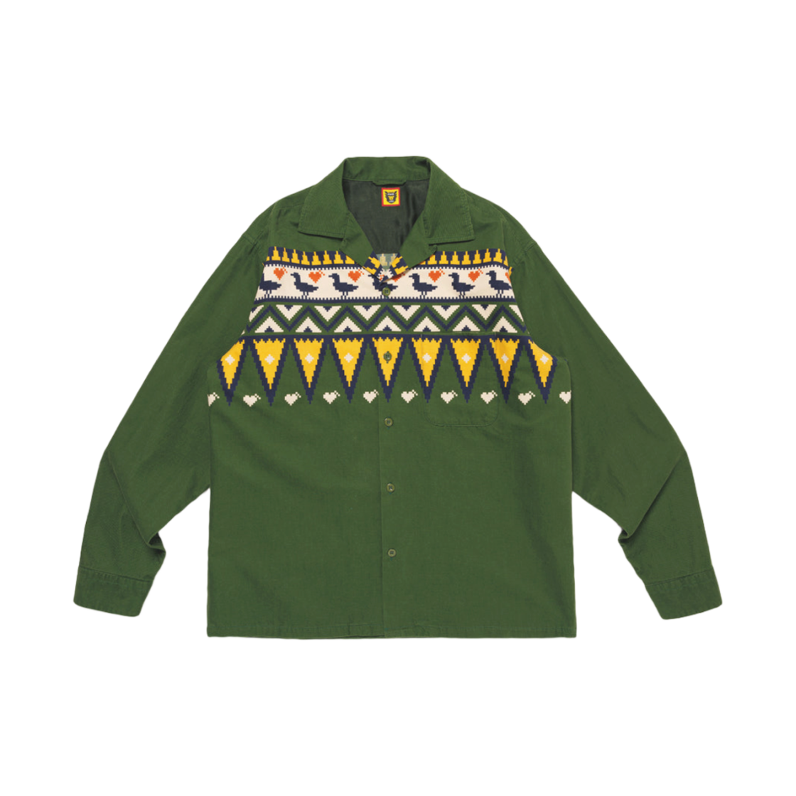 HM28SH012 Human Made Print Corduroy Shirt Green