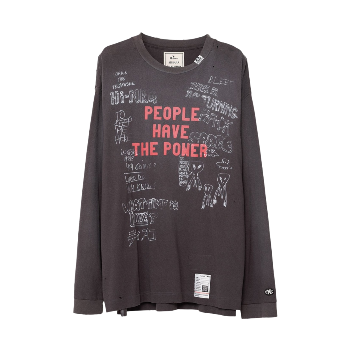 메종 미하라 야스히로 디스트레스 롱슬리브 티셔츠 블랙(Maison Mihara Yasuhiro Distressed Long Sleeve T shirt Black) - 1