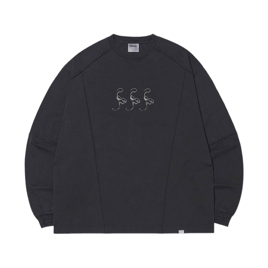 노매뉴얼 슬래시 롱슬리브 티 워시드 블랙(NOMANUAL Slash Long Sleeve Tee Washed Black)