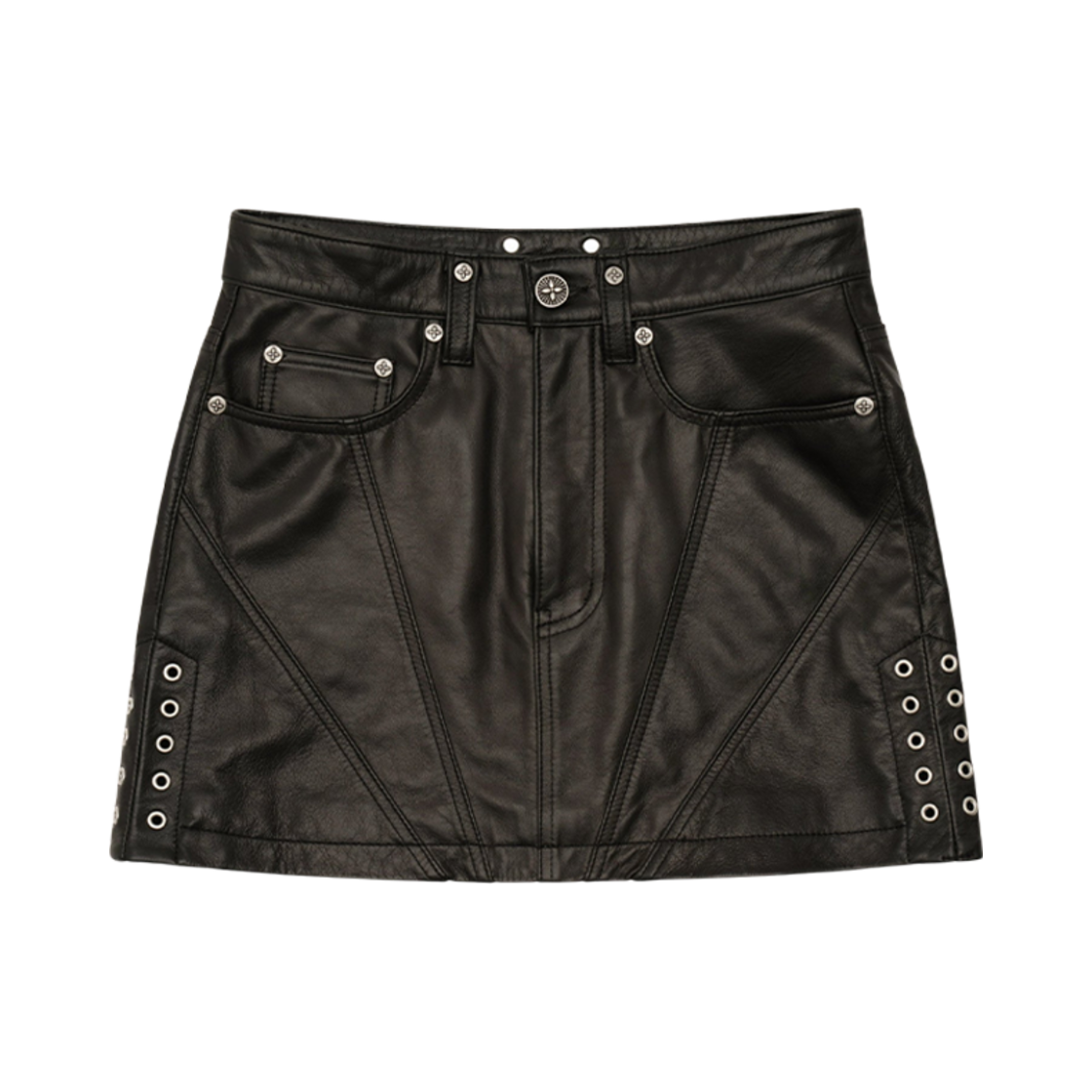 (W) 에스엠에프케이 와일드월드 락 스웨이드 미드 웨이스트 미니 스커트 블랙((W) SMFK Wildworld Rock Suede Mid Waist Mini Skirt Black)