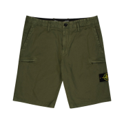 Stone Island L0504 Stretch Broken Twill Garment Dyed Shorts Olive Green - 21SS