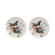 Hermes Cheval d'Orient Dessert Plate White (2 Plates)